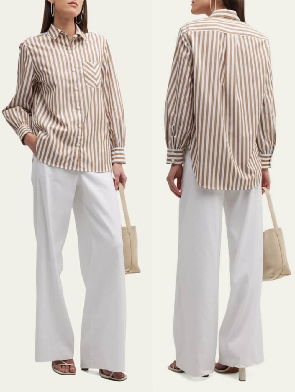 RAG & BONE Maxine Poplin Shirt In Brown Stripe NWT XS.